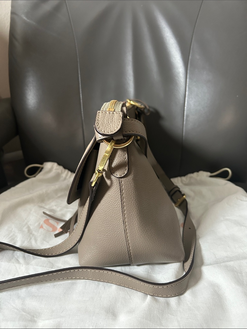 See By Chloé Taupe Suede & Leather Shoulder/Crossbody Bag - Picture 10 of 12